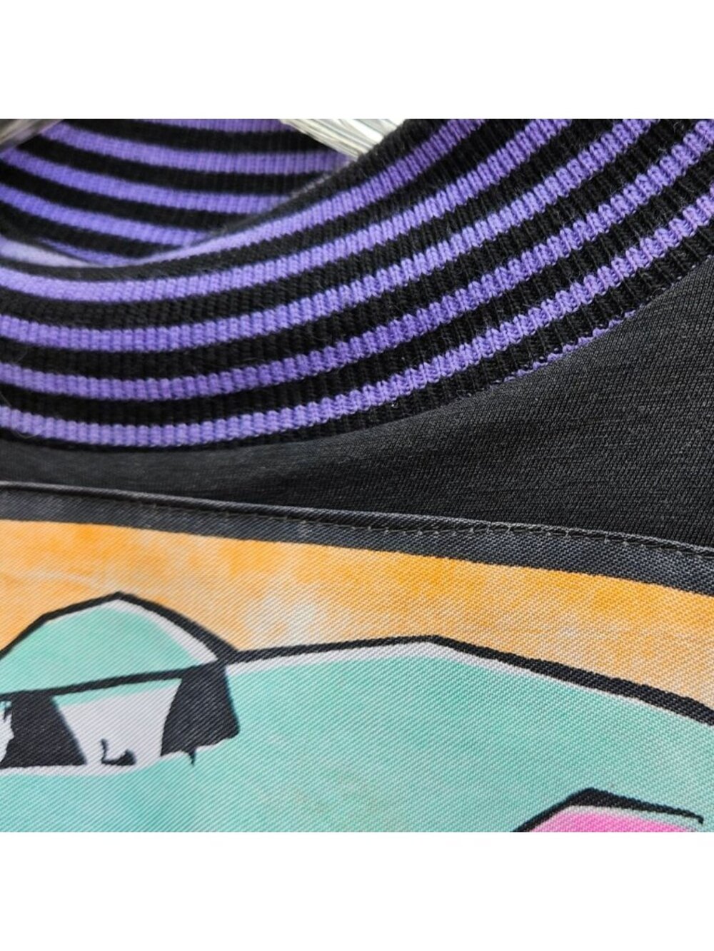 80s Reversible Polka Dot Stripe Graphic Cotton Top Unisex L/XL Mona Lisa - Picture 7 of 16